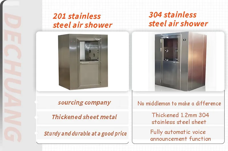 What materials are used for air showers?