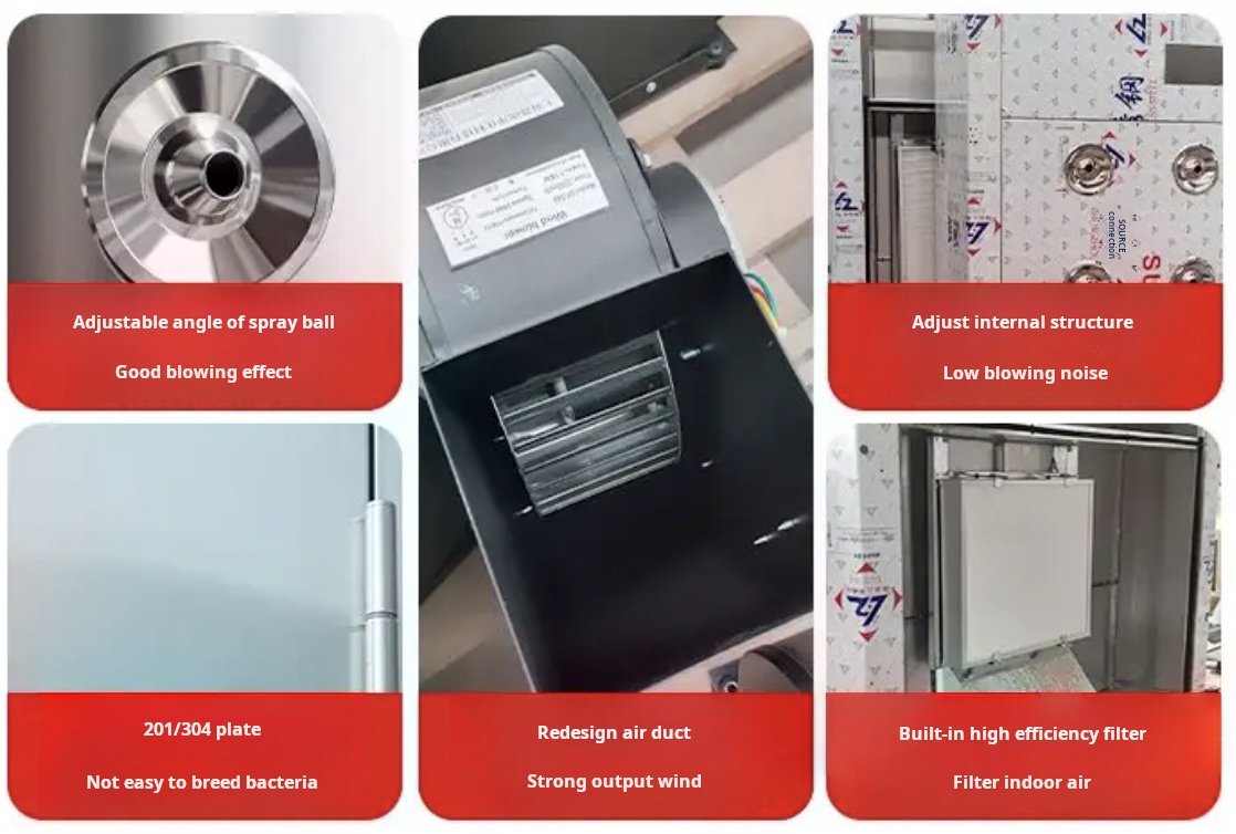 Modern air shower system with stainless steel construction Modern air shower system with stainless steel construction
