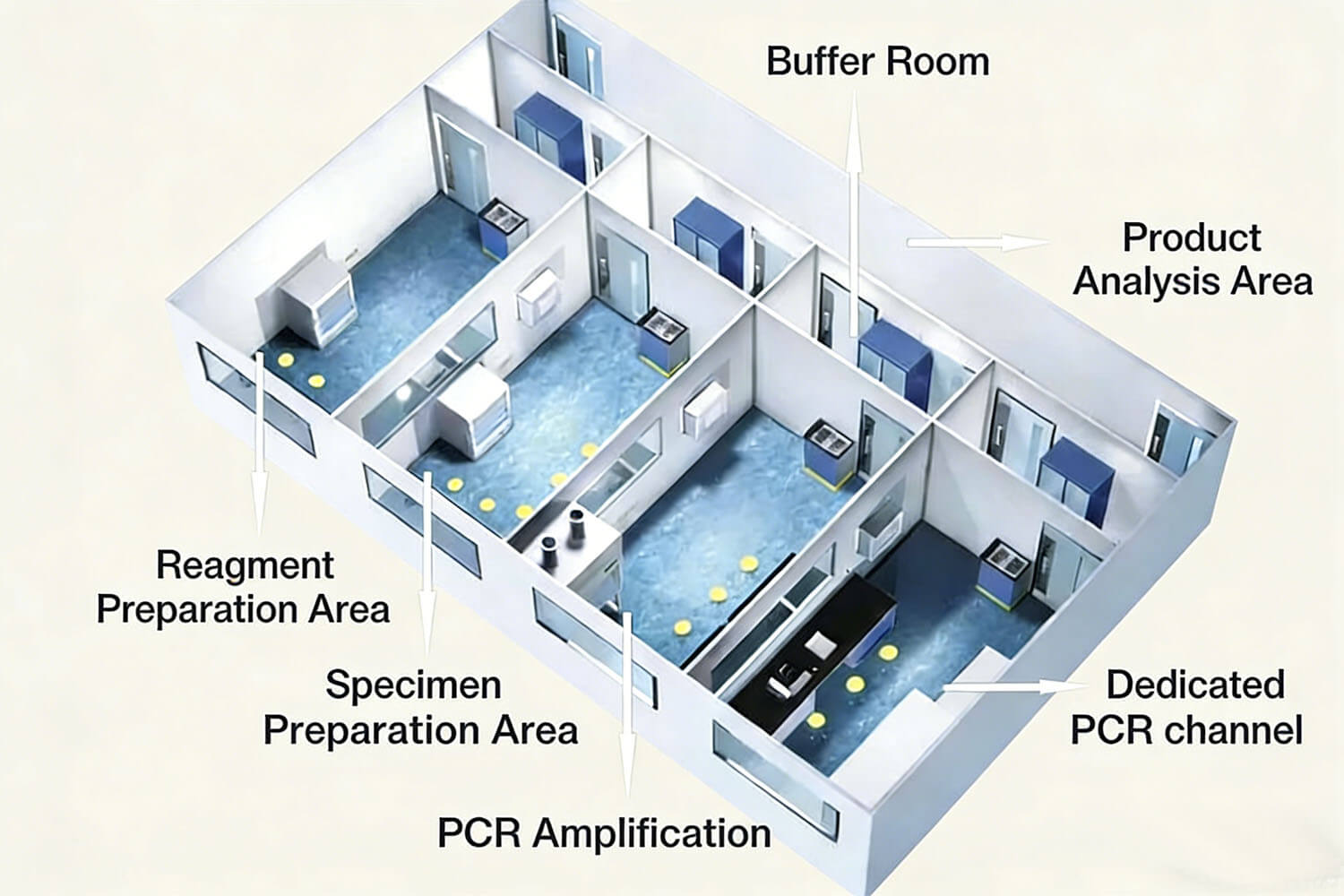 3D diagram of the Puren hospital PCR laboratory 3D diagram of the Puren hospital PCR laboratory