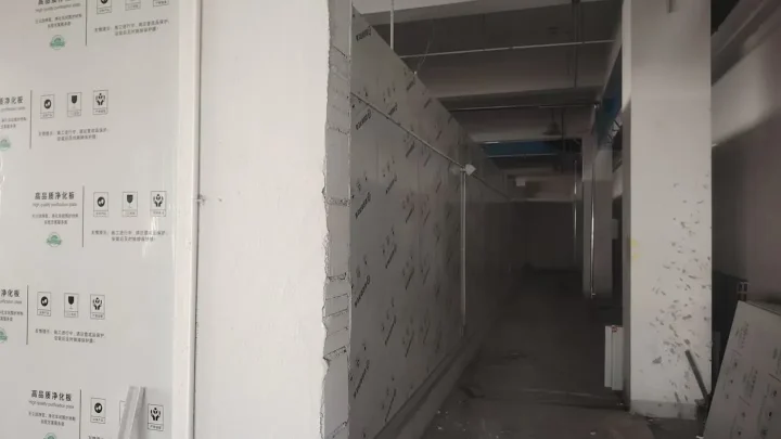 3000-ton annual production capacity food processing facility ISO 8 modular cleanroom project - external corridor 3000-ton annual production capacity food processing facility ISO 8 modular cleanroom project - external corridor