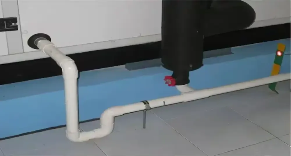 AHU P-trap drainage system on-site photos