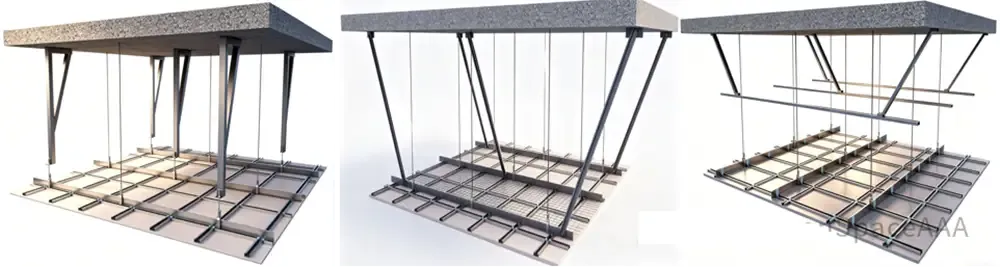 Large cleanroom ceiling structure showing plenum space and suspension system.webp