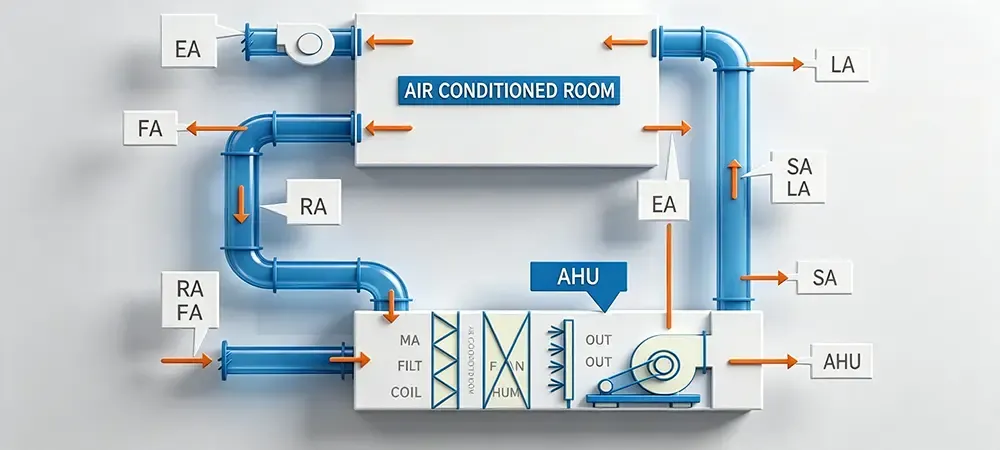 AHU Air Handling Unit diagram. AHU Air Handling Unit diagram.
