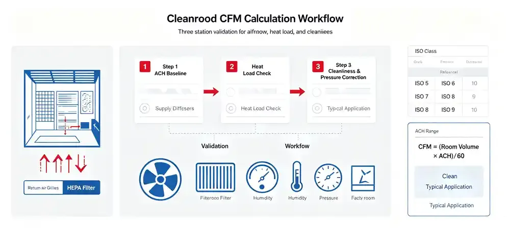 Cleanroom air volume calculation flowchart.webp Cleanroom air volume calculation flowchart.webp