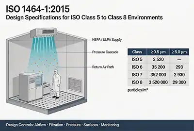 ISO 14644-1:2015 Design Specifications for ISO Class 5 to Class 8 Environments