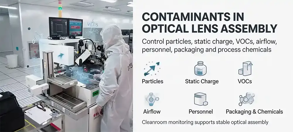 Contaminants in optical lens assembly cleanrooms