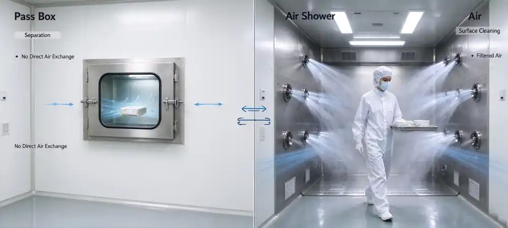 Pass Box vs. Air Shower- How Each System Works Pass Box vs. Air Shower- How Each System Works