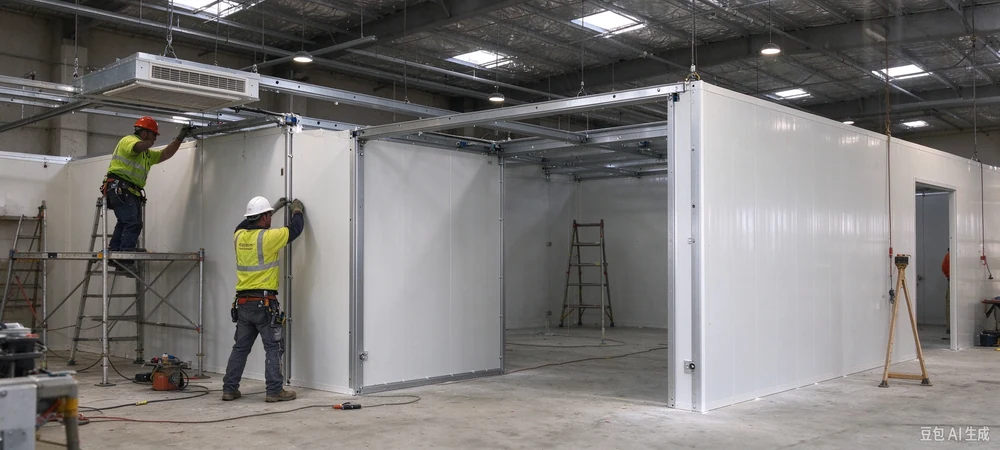 Installation of modular hardwall and softwall cleanroom systems
