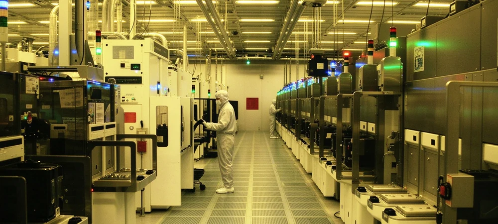 Personnel working in a semiconductor cleanroom