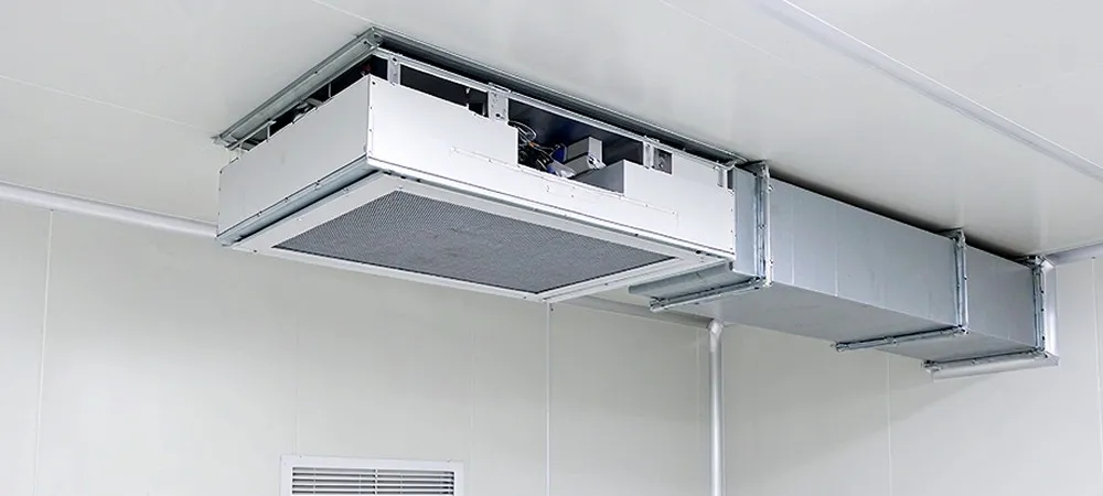 Air filtration system composition in a hardwall clean room Air filtration system composition in a hardwall clean room
