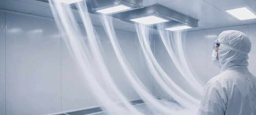 Airflow concepts used with cleanroom filtration in a hardwall clean room Airflow concepts used with cleanroom filtration in a hardwall clean room