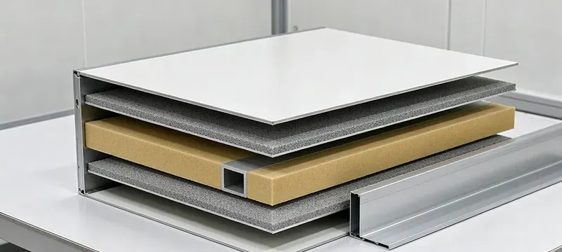 Layer structure and surface design of a cleanroom wall panel Layer structure and surface design of a cleanroom wall panel