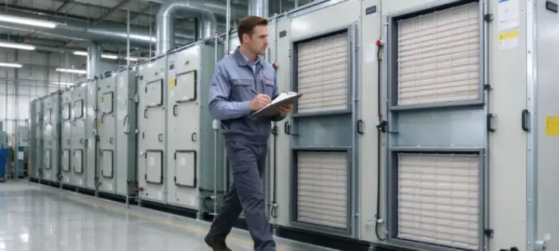 Engineer running through a filter system checklist Engineer running through a filter system checklist