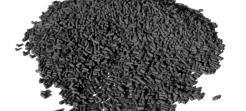 Activated carbon granules illustrating why gas-phase filtration differs from particle filtration