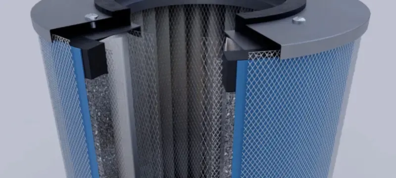 Combined HEPA and activated carbon filter unit for cleanroom use