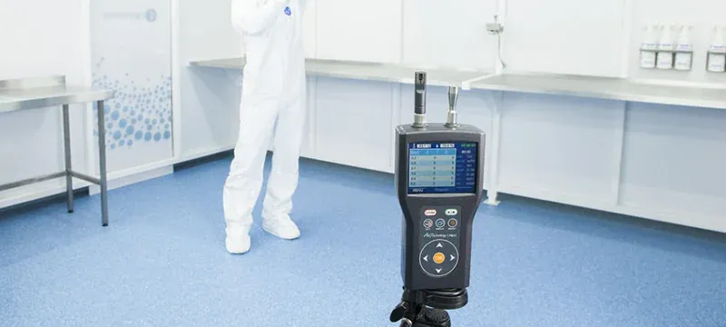 Particle counter used to verify installed system performance