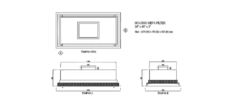 Custom HEPA filter dimension drawing