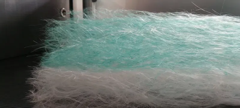 Fiberglass filter media close up