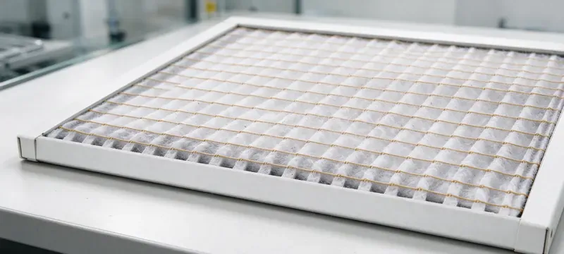 Pet dander dust air filter close up Pet dander dust air filter close up