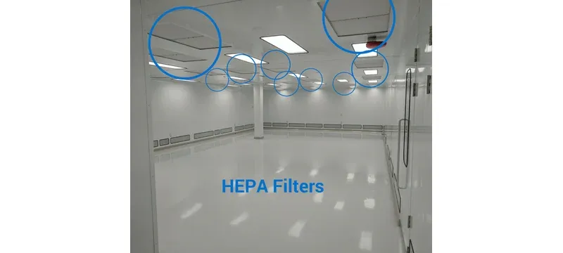 Cleanroom HEPA filter ceiling installation Cleanroom HEPA filter ceiling installation