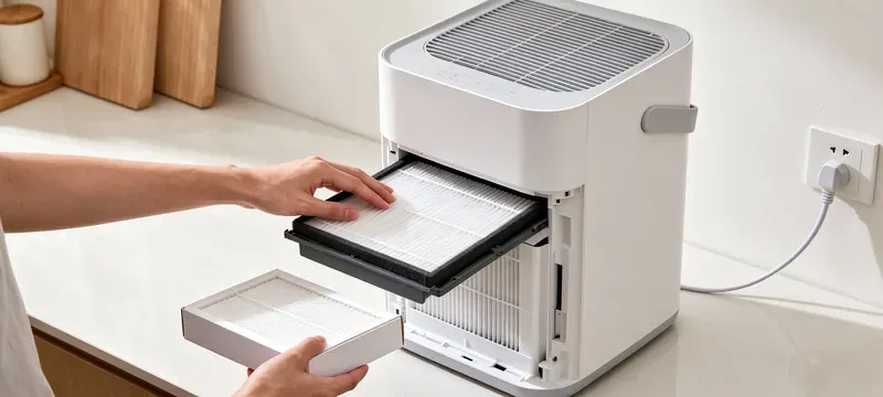 Replacing air purifier filter maintenance home Replacing air purifier filter maintenance home