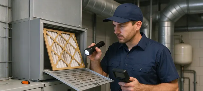 Installed air filter surface contamination inspection