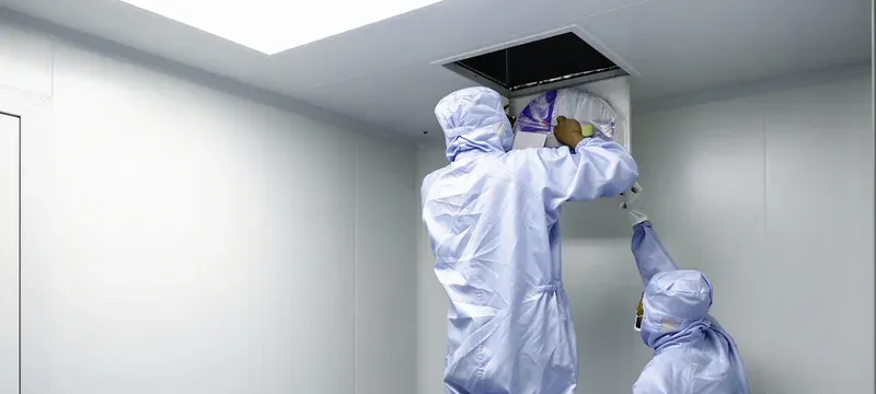 HEPA filter leak testing cleanroom technician