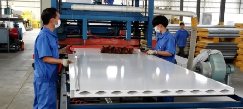 Automated machine producing cleanroom wall panels factory Automated machine producing cleanroom wall panels factory