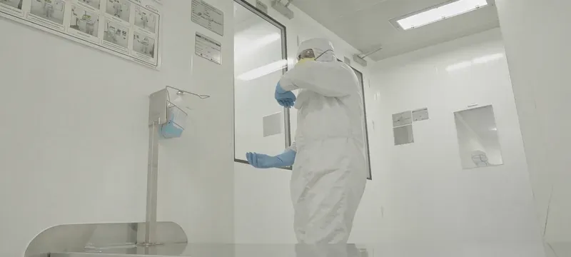 Modern cleanroom facility interior pharmaceutical production Modern cleanroom facility interior pharmaceutical production