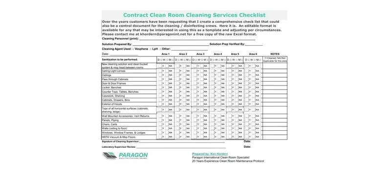 Cleanroom panel inspection checklist document Cleanroom panel inspection checklist document