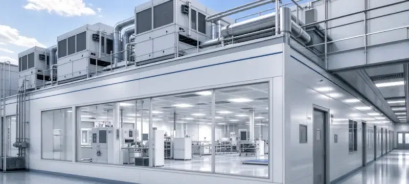 Modular cleanroom relocation workers disassembling Modular cleanroom relocation workers disassembling