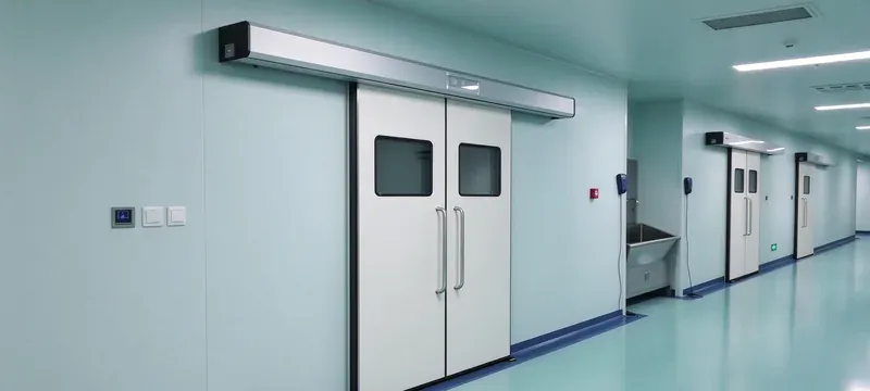 Automatic sliding door cleanroom hospital corridor interior