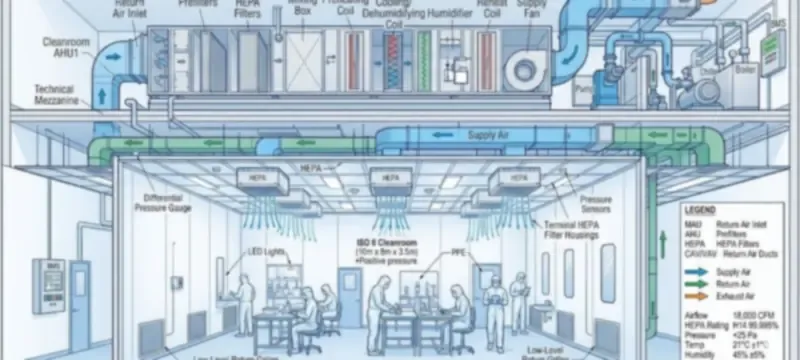 Cleanroom HVAC pressure cascade room air balance