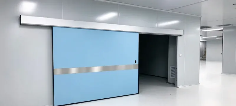 Cleanroom sliding door corridor interior Cleanroom sliding door corridor interior