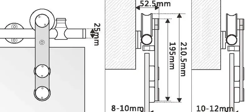 Sliding door leaf travel track clearance elevation drawing Sliding door leaf travel track clearance elevation drawing