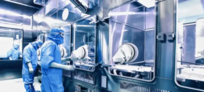 Pharmaceutical biotech cleanroom production area interior