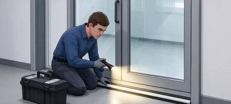 Technician servicing door gasket seal maintenance