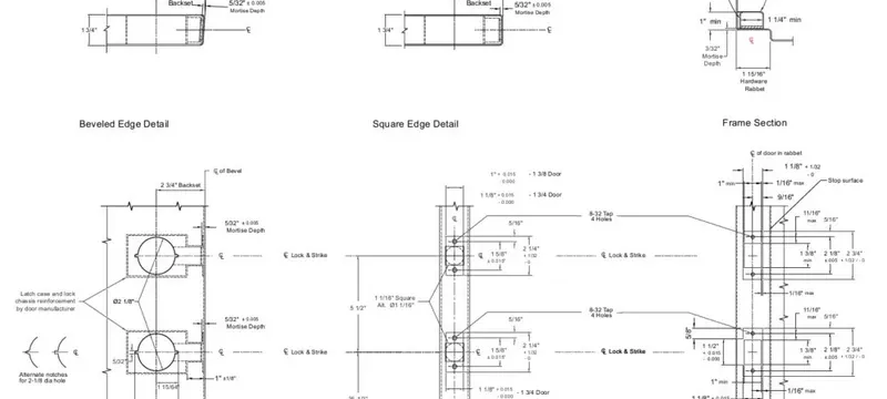 Airlock door frame hardware integration detail drawing Airlock door frame hardware integration detail drawing