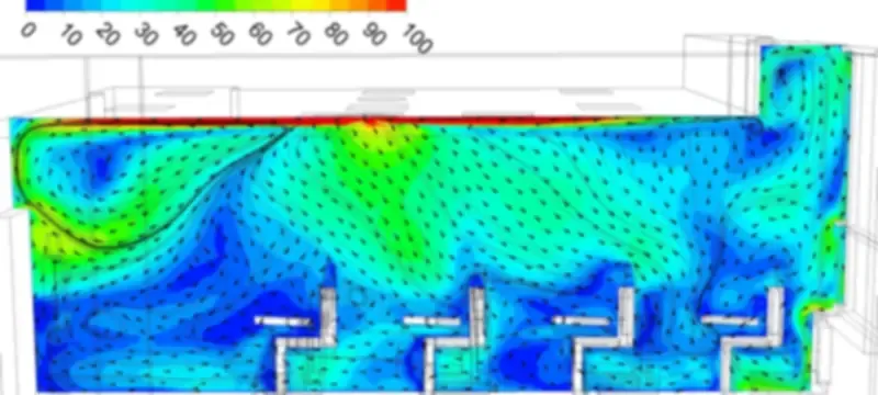 Airlock chamber supply air distribution velocity profile