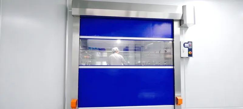 High speed roll up door industrial cleanroom facility