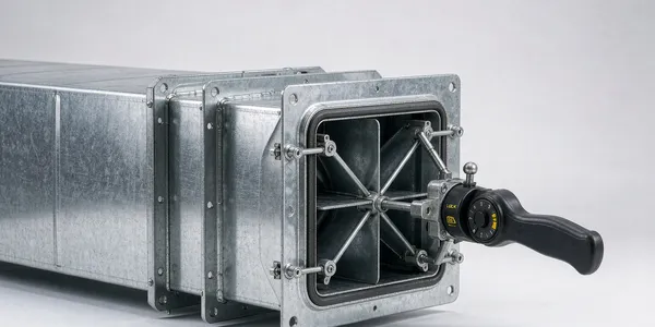 Manual duct damper with quadrant locking handle Manual duct damper with quadrant locking handle
