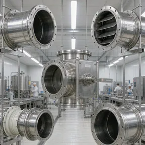 Deiiang hygienic duct dampers in a food processing plant ventilation system Deiiang hygienic duct dampers in a food processing plant ventilation system