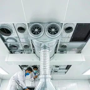 Deiiang duct dampers in a research laboratory ventilation system Deiiang duct dampers in a research laboratory ventilation system