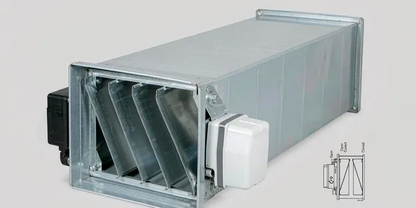 On-off motorized damper with two-position electric actuator