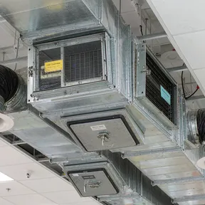 Deiiang fire and smoke dampers with access doors in a hotel ceiling Deiiang fire and smoke dampers with access doors in a hotel ceiling