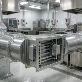 Deiiang fire rated dampers in a food processing plant ventilation system Deiiang fire rated dampers in a food processing plant ventilation system