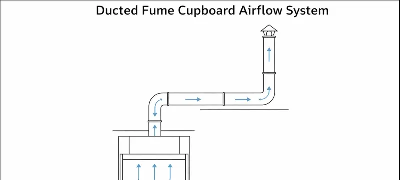 Ducted fume hood makeup air exhaust airflow path Ducted fume hood makeup air exhaust airflow path